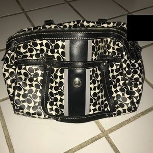 Coach black and white purse